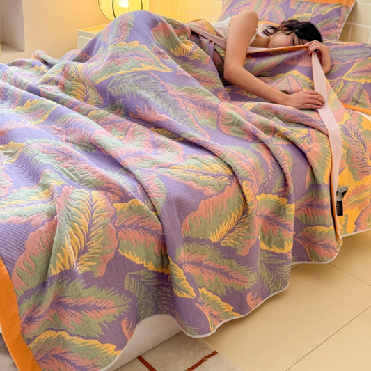 Plaid en gaze florale pour un sommeil frais et reposant