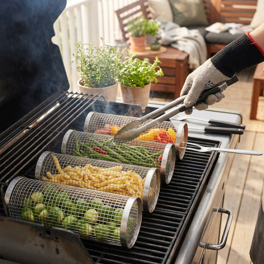 Edelstahl-Grillwerkzeug für gleichmäßiges Garen