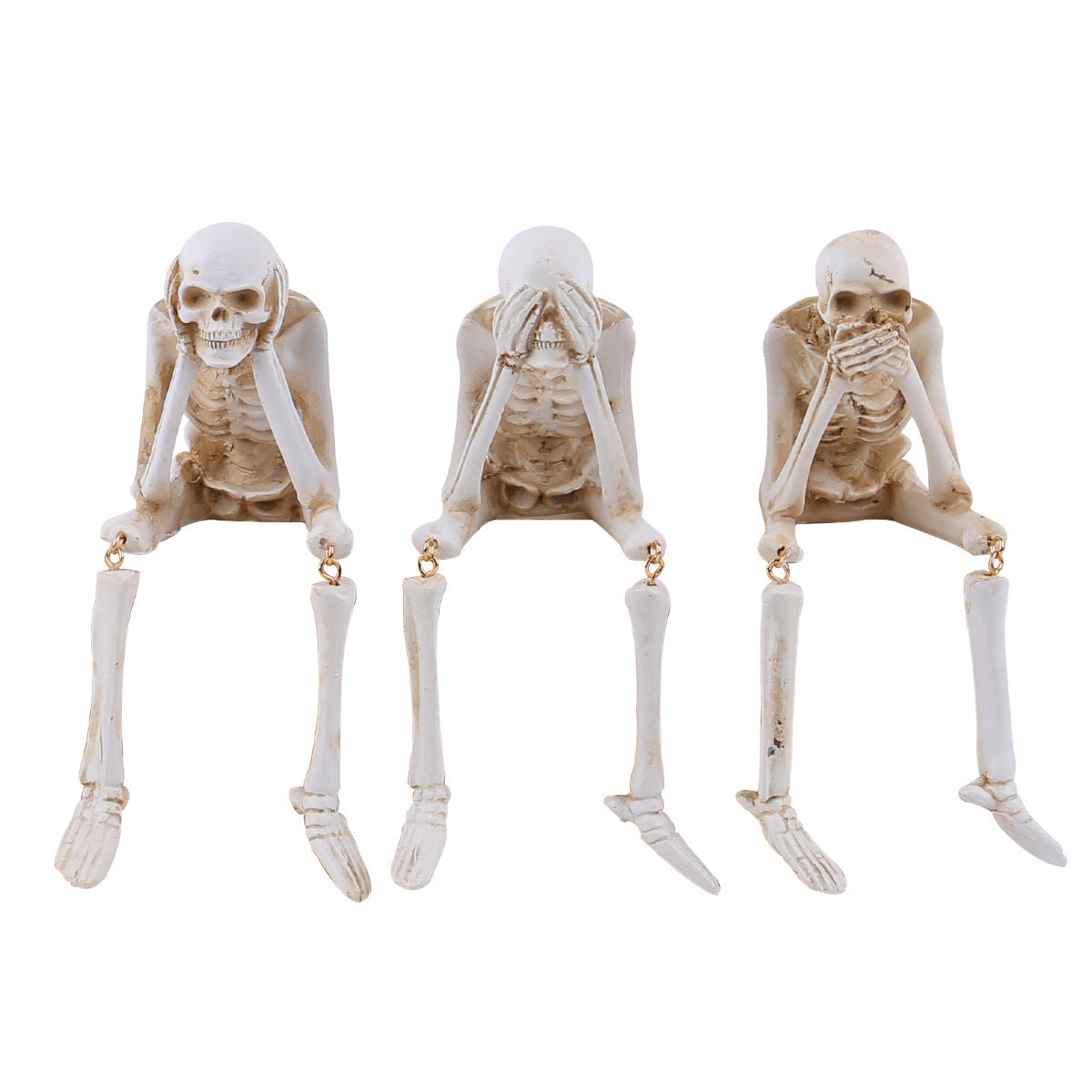 Griezelige skeletornamentenset voor eenvoudige Halloweendecoratie