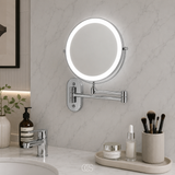 Rotating LED Vanity Mirror for Precise Makeup - Silver