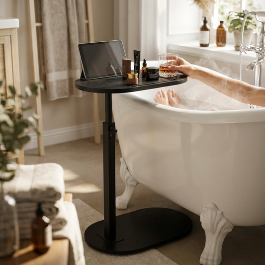Tavolo da bagno regolabile in bambù per facile accesso