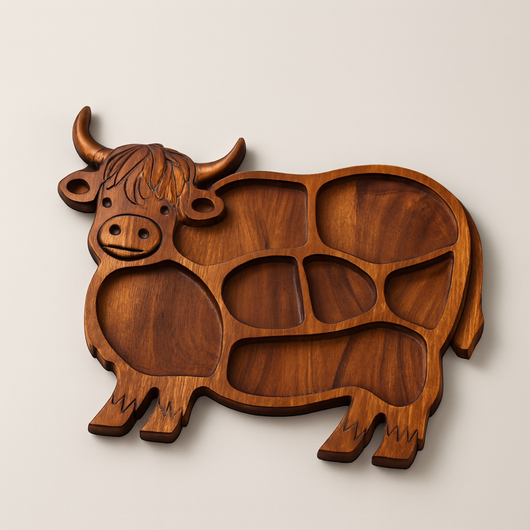 Planche de service vache de ferme pour un accueil sans effort