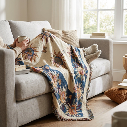 Plaid jacquard floral pour un confort quotidien