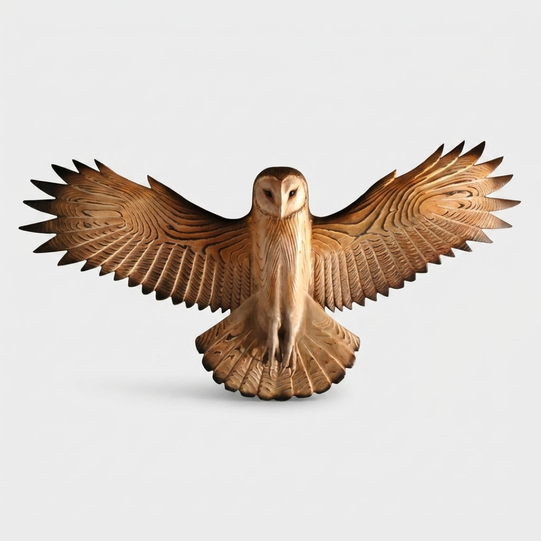 Handgefertigte Holz-Eulen-Wandkunst – einfach aufzuhängen  