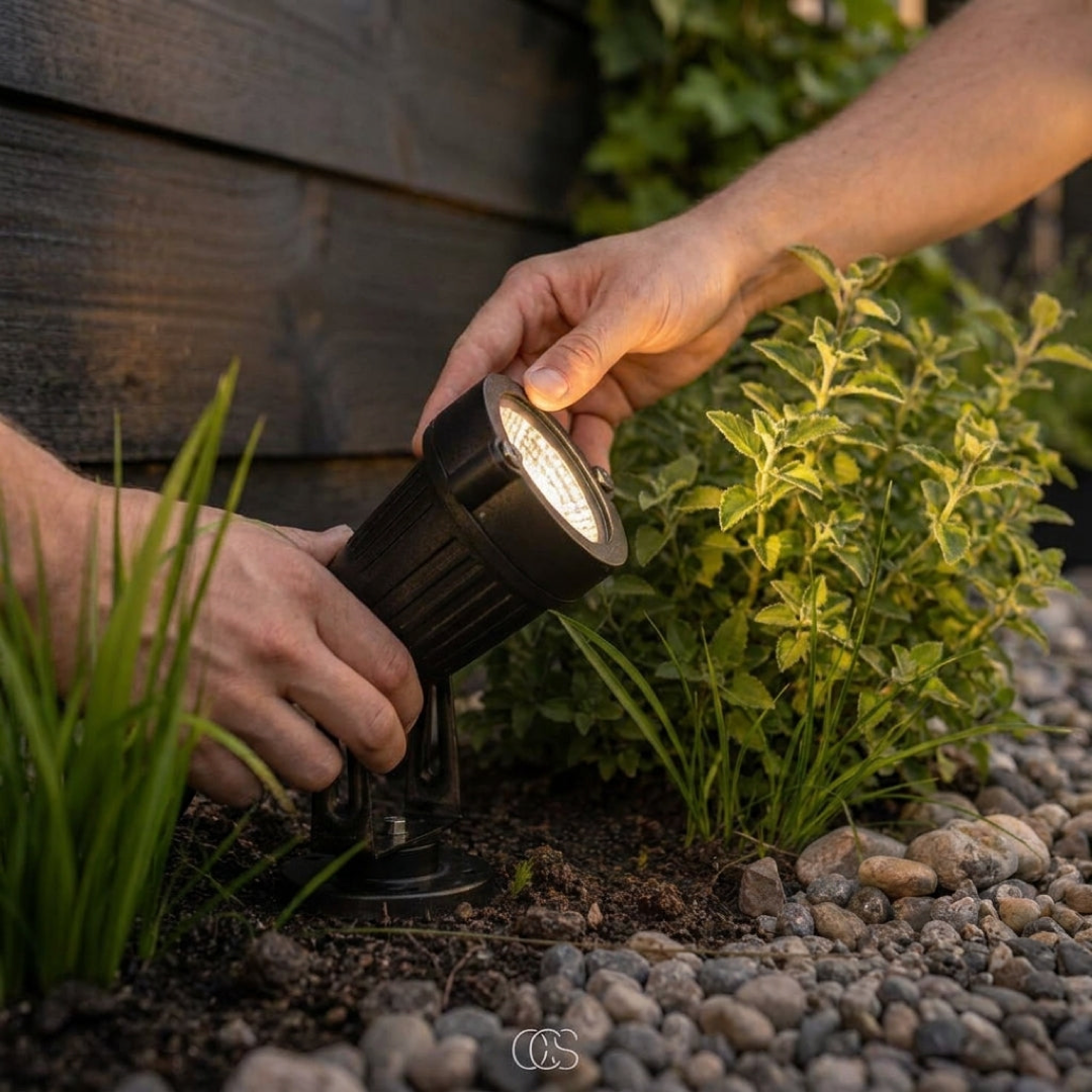 Draaibare tuinspot voor gerichte verlichting