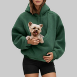 Sudadera con bolsa para llevar a tu mascota con las manos libres