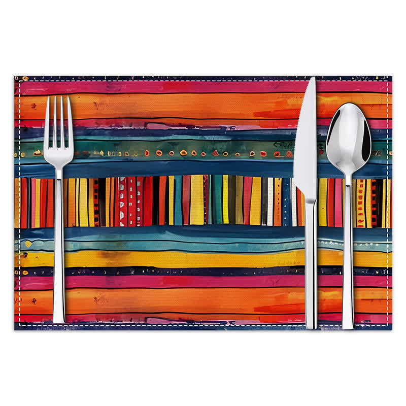 Set de table en lin rayé multicolore pour une table joyeuse