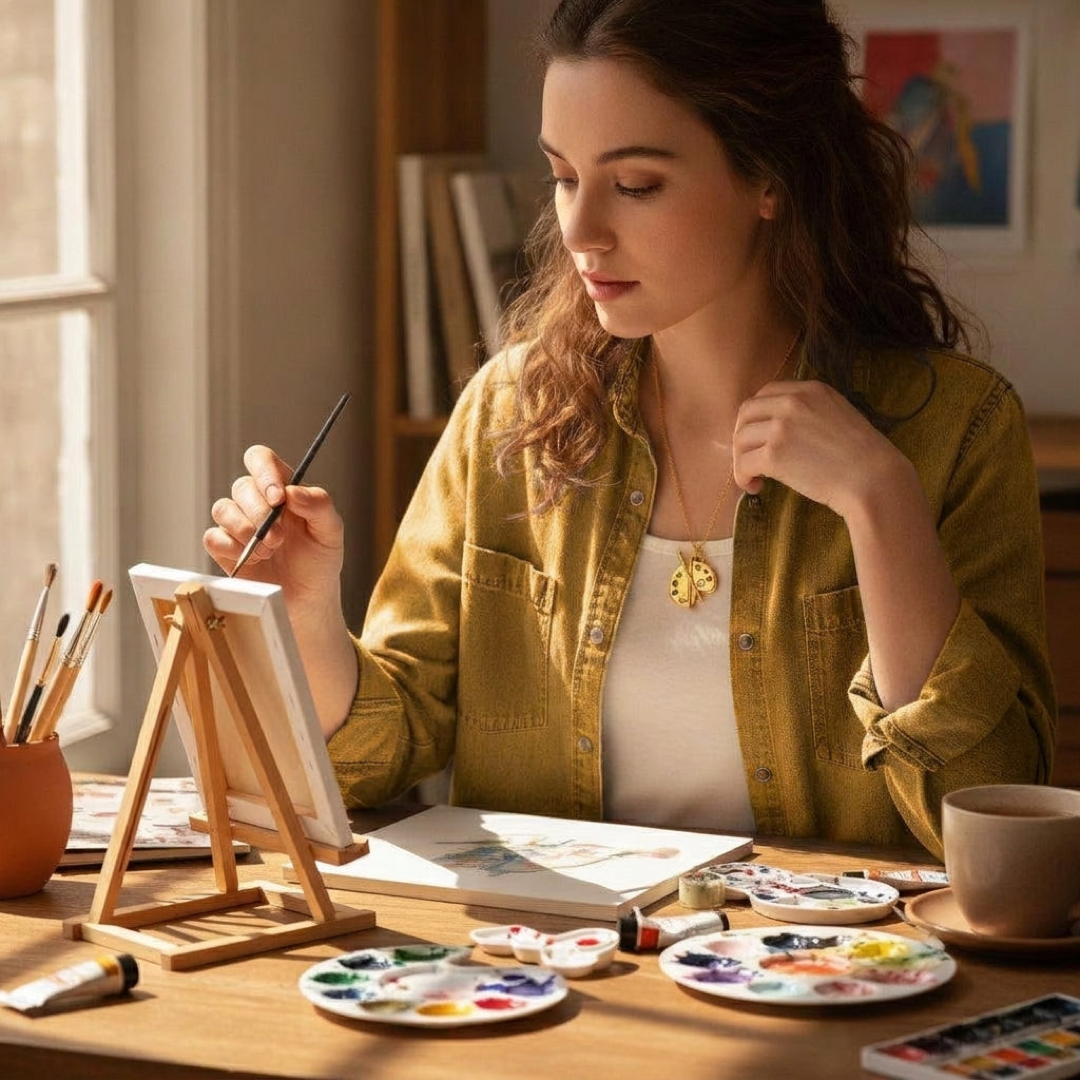 Collana con croce a tavolozza d'artista per fede ispirata