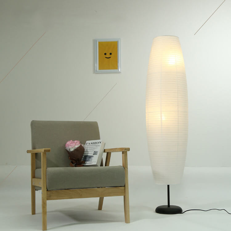 Kolomvloerlamp van rijstpapier voor een zachte gloed