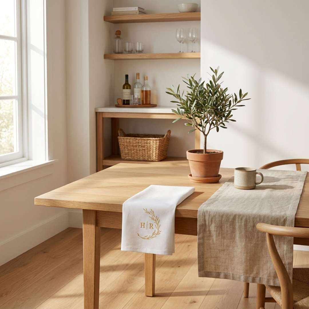Monogrammierte Leinenservietten für elegantes Essen