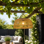Solar Woven Pendant Lamp With Dusk-To-Dawn Glow