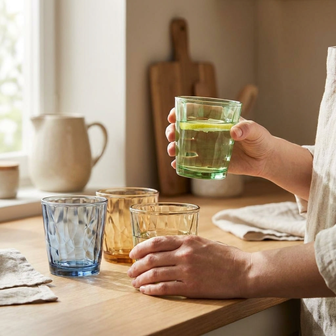Vasos transparentes cristalinos para sorbos sin preocupaciones
