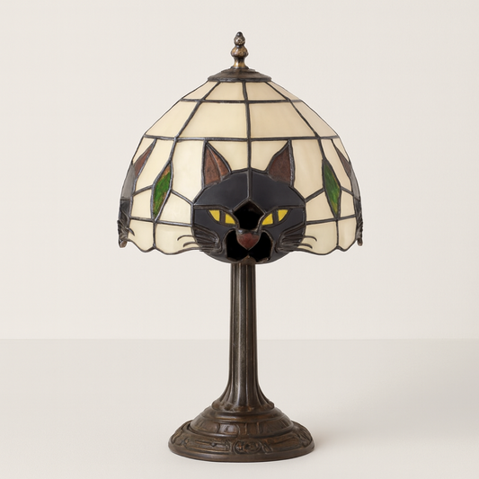 Lampe chat en vitrail pour des soirées chaleureuses