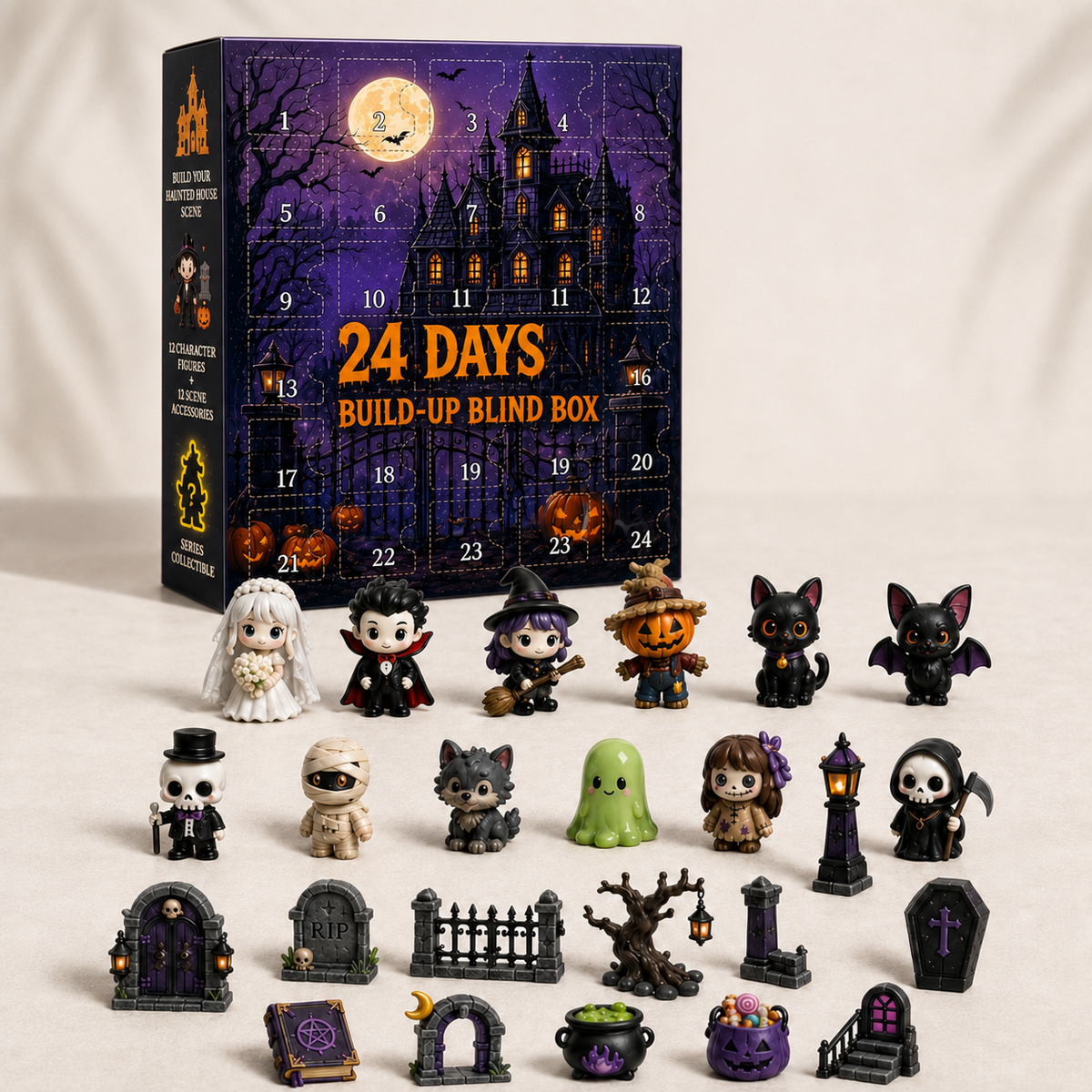 Set de calendar de Advent cu casă bântuită pentru distracție de Halloween
