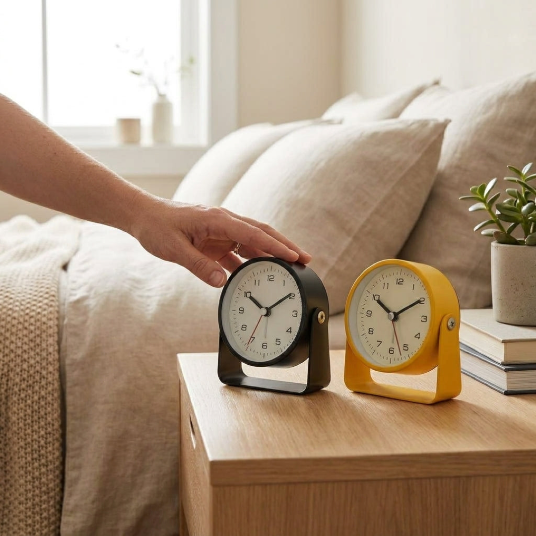 Compact metalen wekker voor stille concentratie  