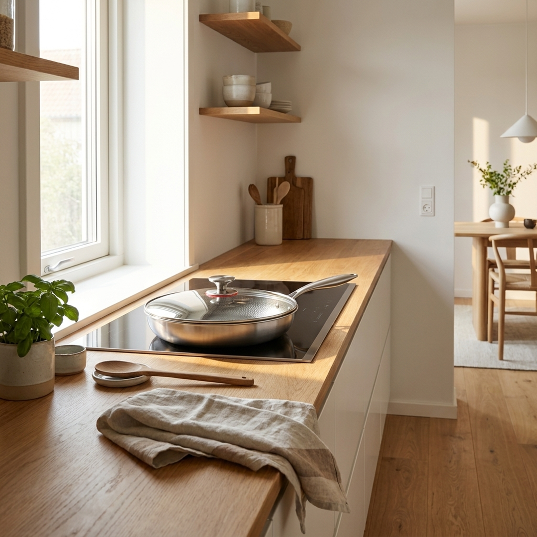 Gesmede titanium koekenpan voor moeiteloos koken  