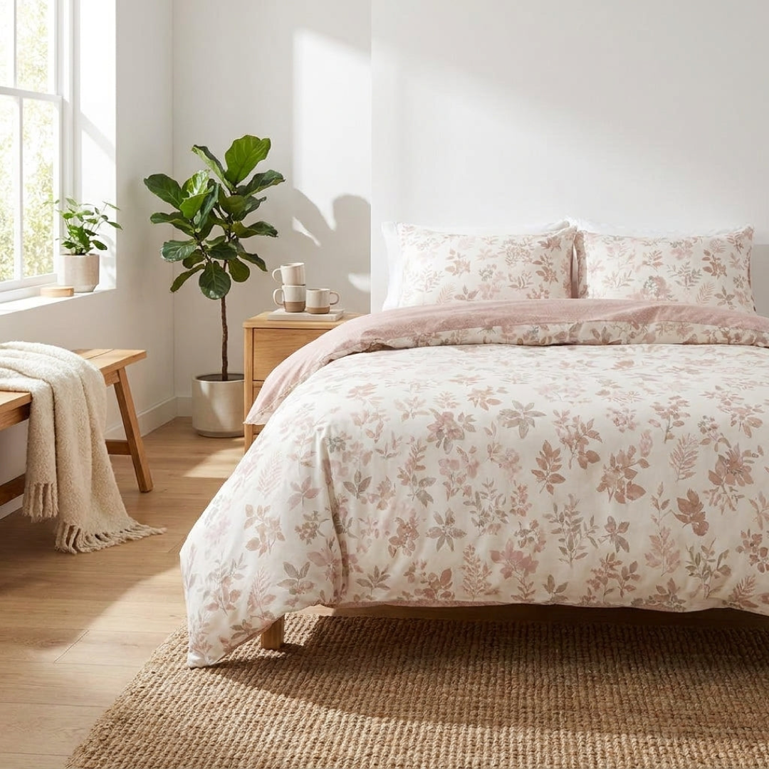 Botanisch katoenen beddengoedset voor koelere slaap