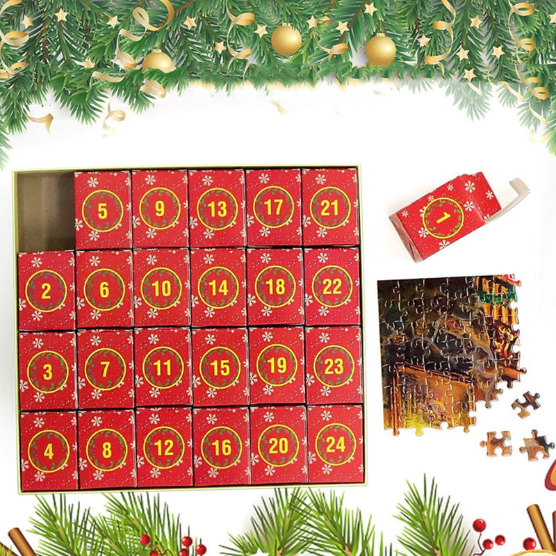 Adventní kalendář s vánočními puzzle pro rodinnou zábavu