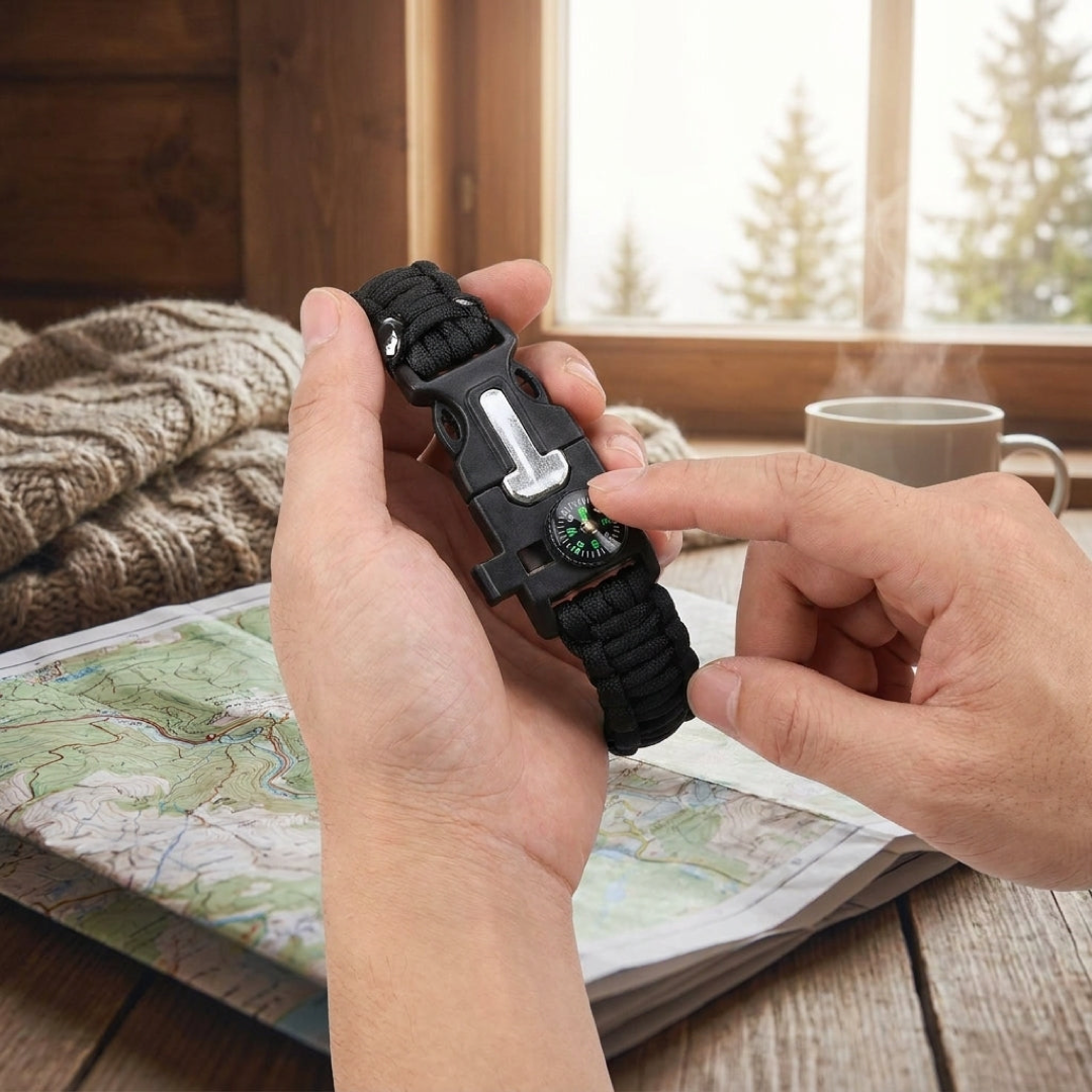 Paracord overlevingsarmband voor noodparaathied