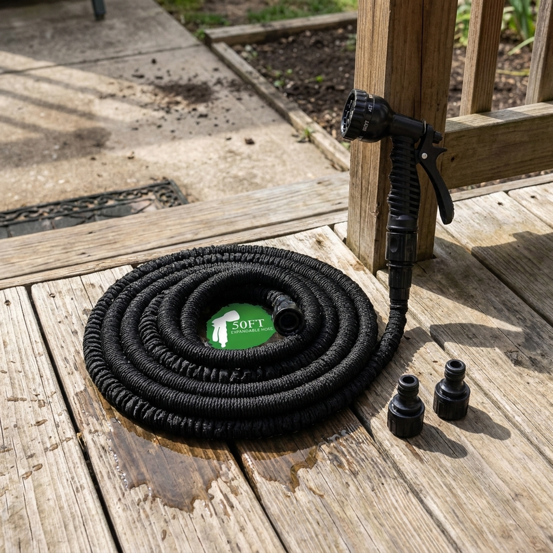 Uitschuifbare tuinslang voor compacte opslag