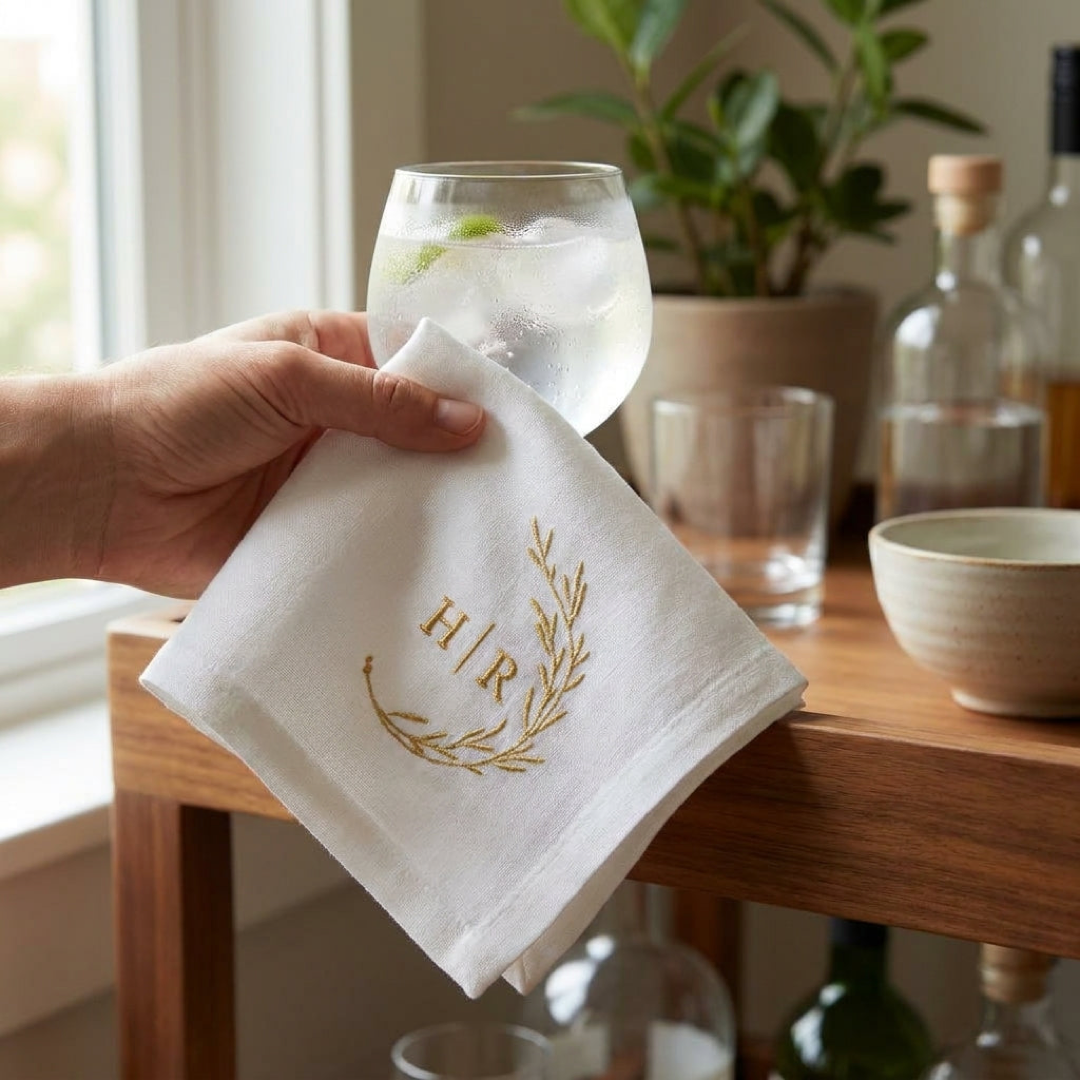 Monogrammierte Leinenservietten für elegantes Essen