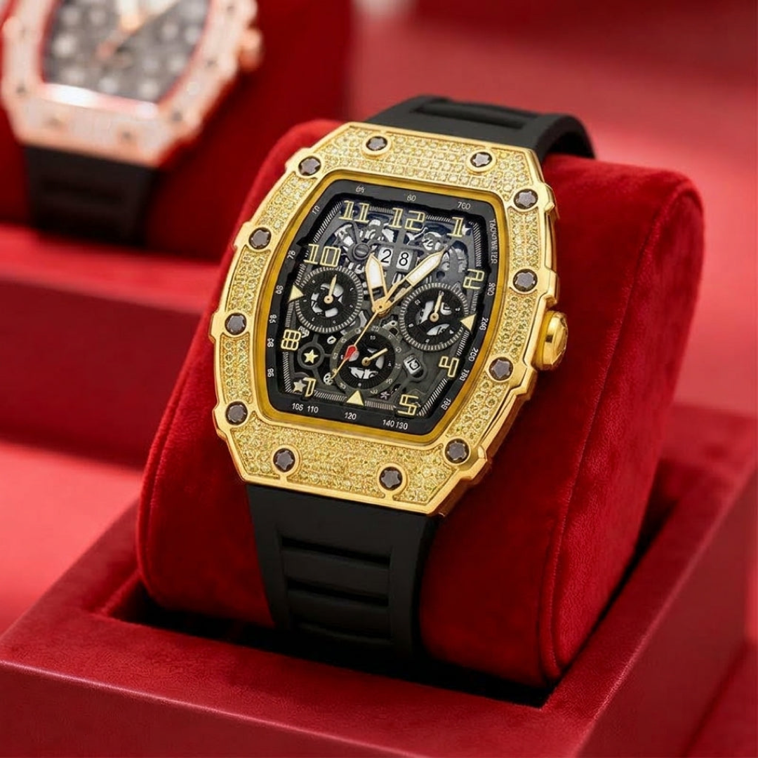 Rhinestone tonneau horloge voor moeiteloze stijl