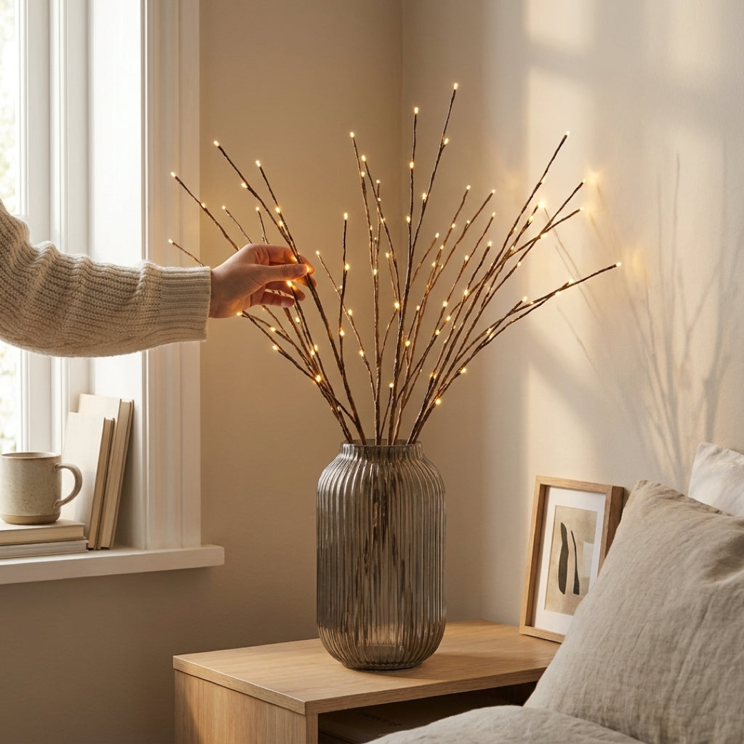 Branche de saule lumineuse sans fil pour coins chaleureux