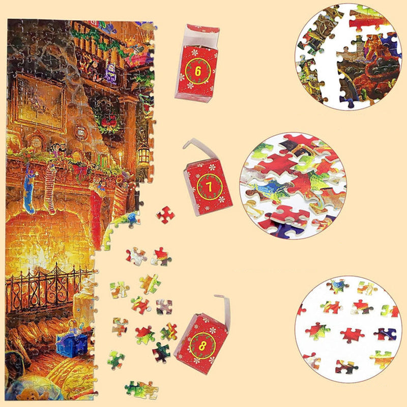 Adventní kalendář s vánočními puzzle pro rodinnou zábavu