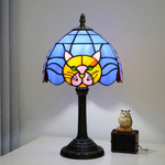 Buntglas-Katzenlampe für gemütliche Abende