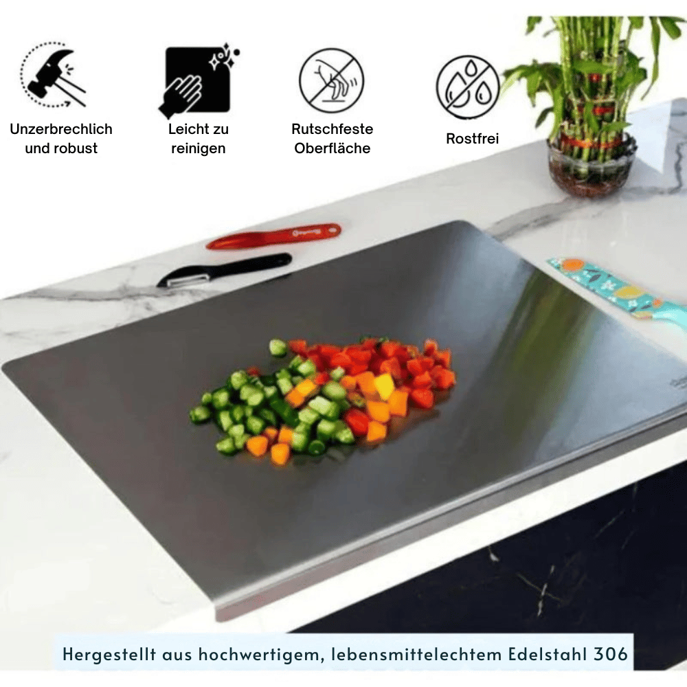 Schneidebrett aus Edelstahl für saubereres Vorbereiten
