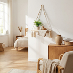 Boho macramé wandplank voor stijlvolle opslag