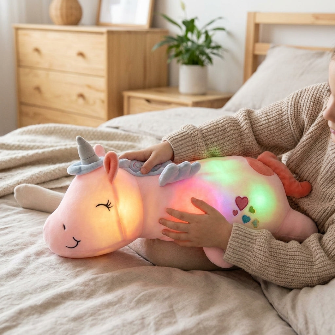 Luce Notturna Unicorno di Peluche per Notti Rilassanti