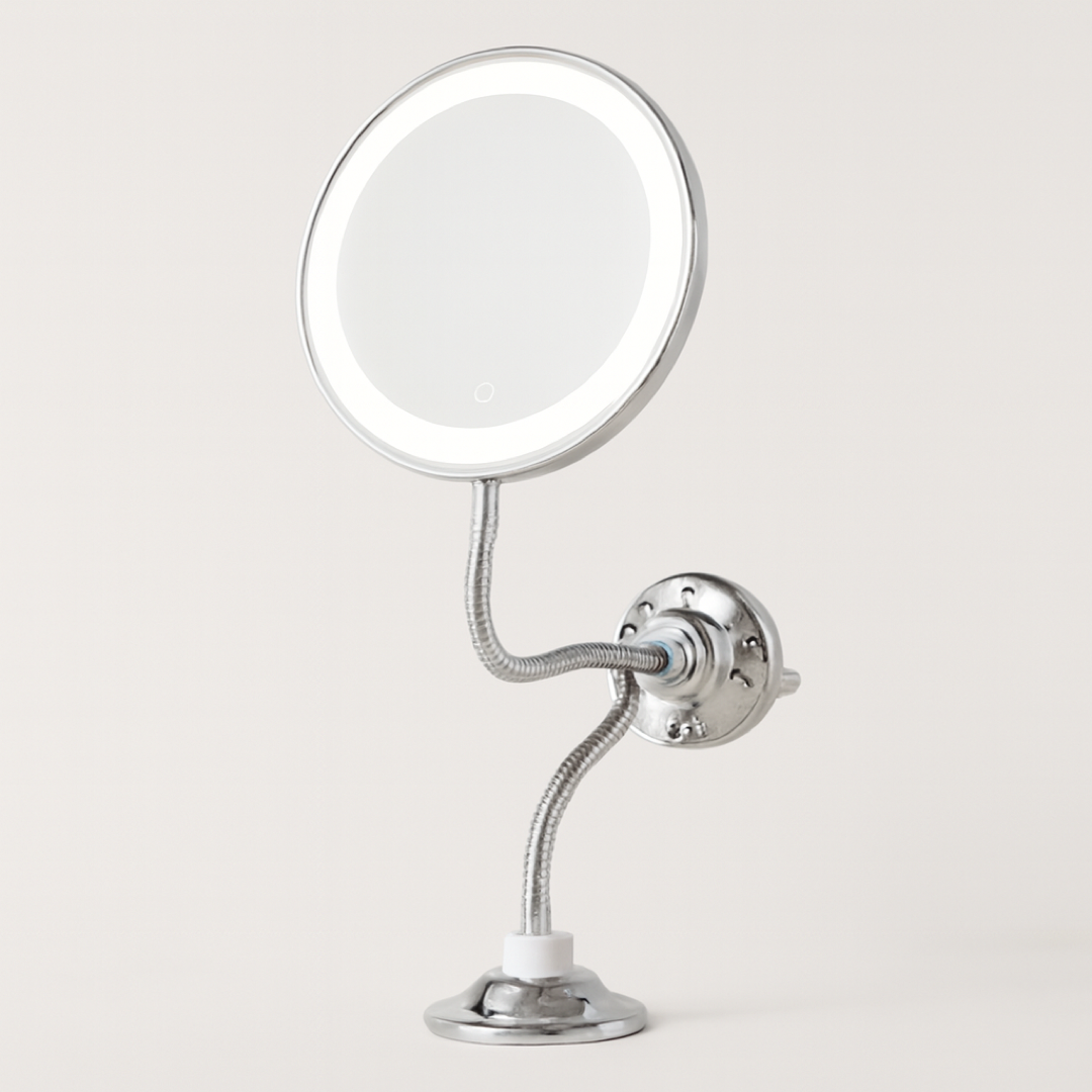 Specchio con ventosa e 10 luci per una cura precisa