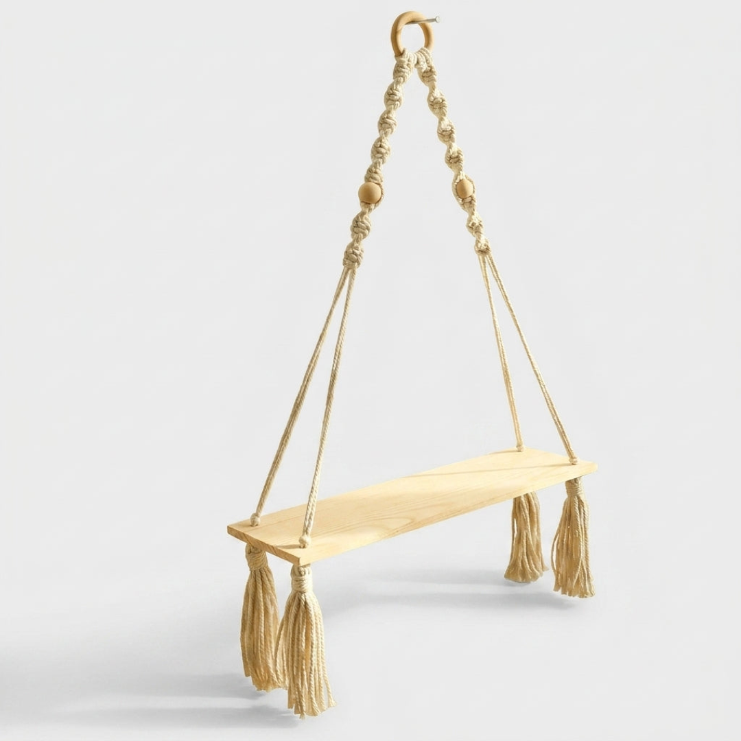 Boho macramé wandplank voor stijlvolle opslag