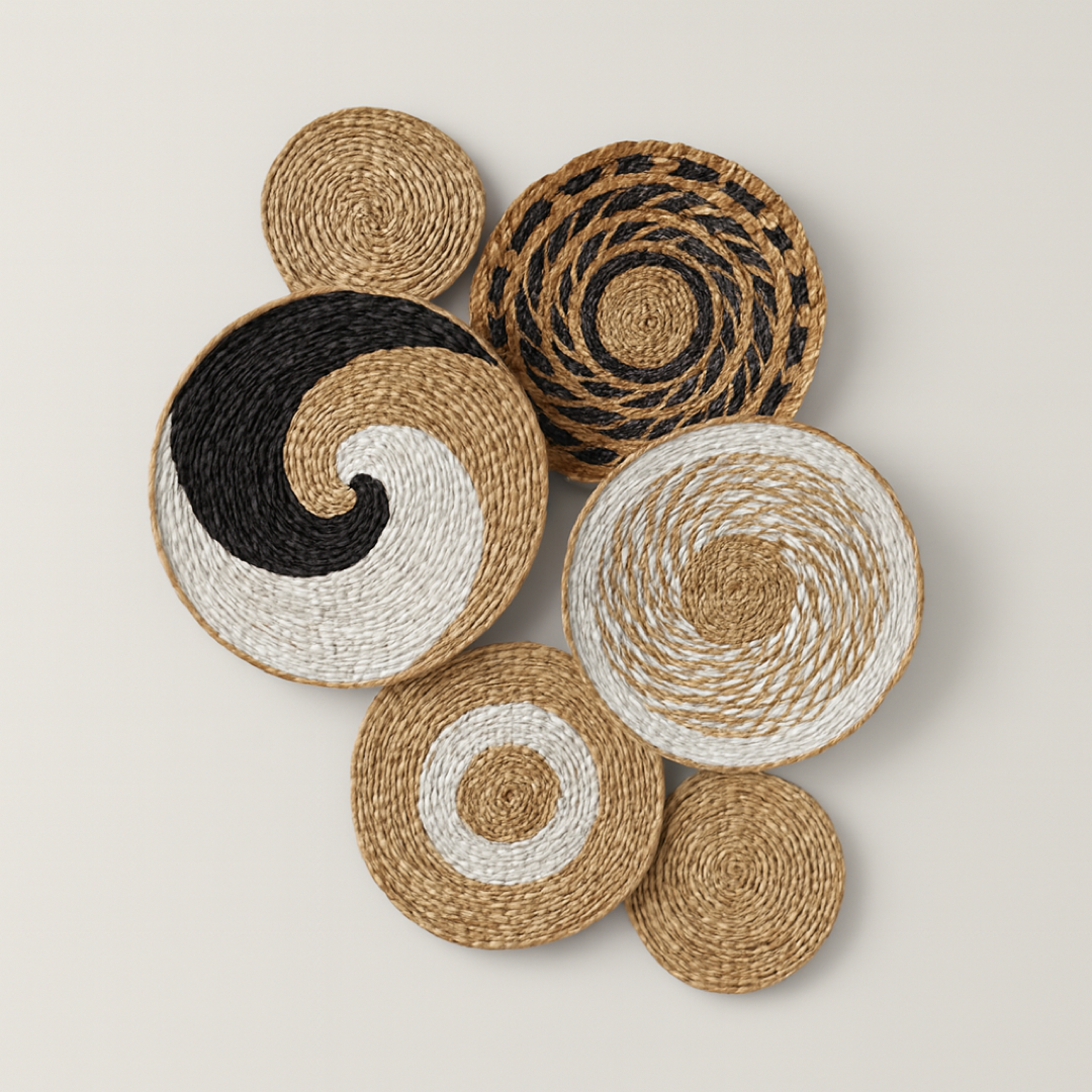 Decorative Wall Basket 6-Piece Set for Natural Home Warmth