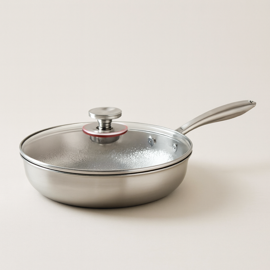 Hammered Design Frying Pan with Lid for Stylish Cooking