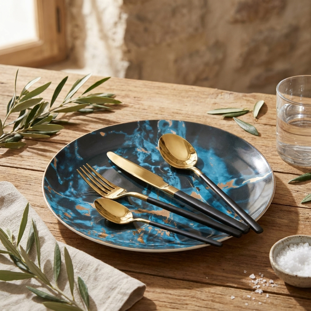 Geformtes Besteckset für einladendes Essen