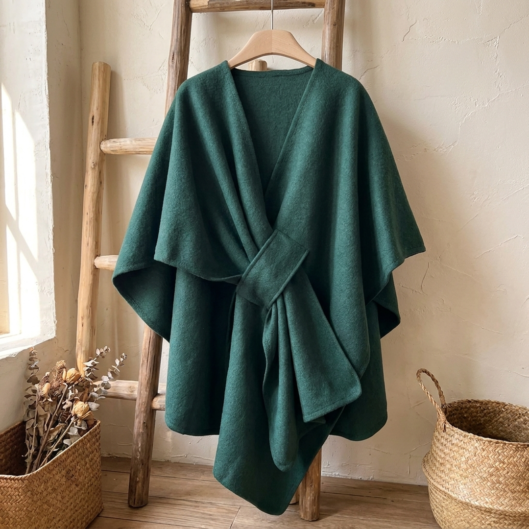 Omkeerbare poncho-wrap voor moeiteloos laagjes dragen  