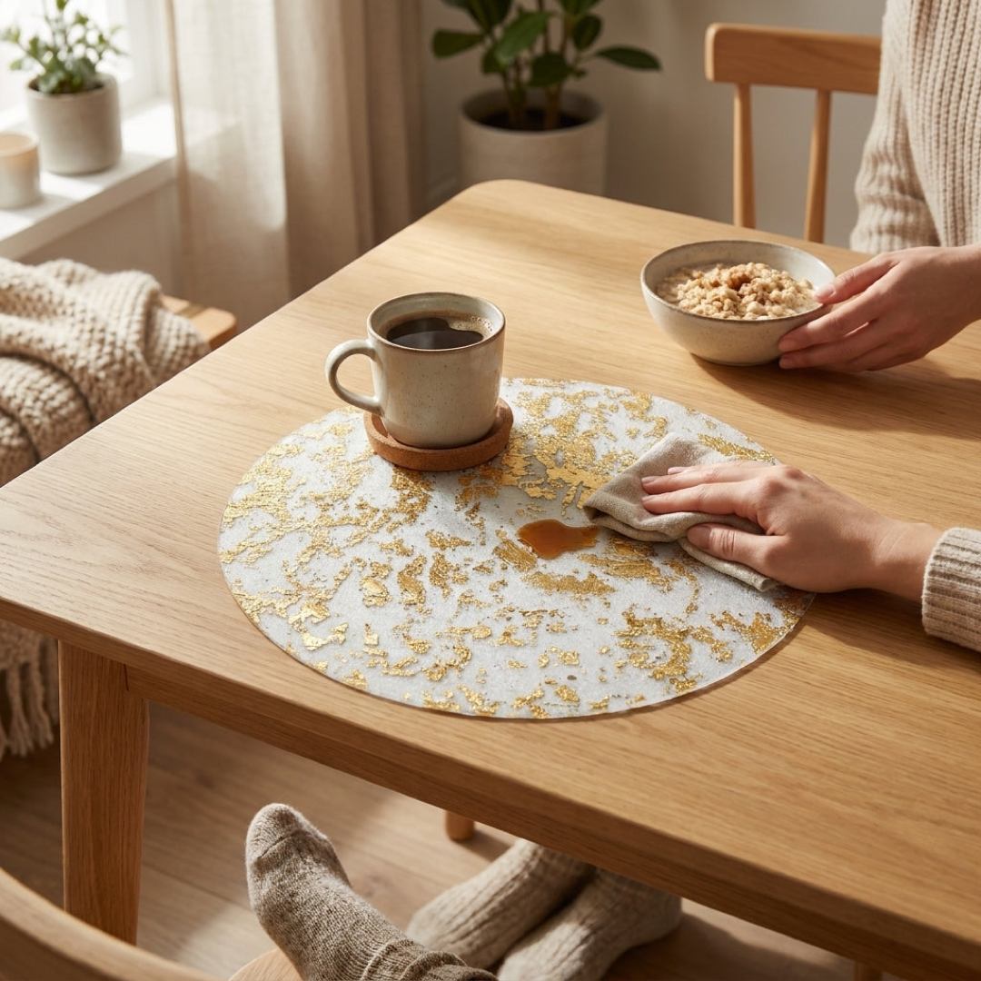 Glanzende Folie Placemat voor Moeiteloze Schoonmaak