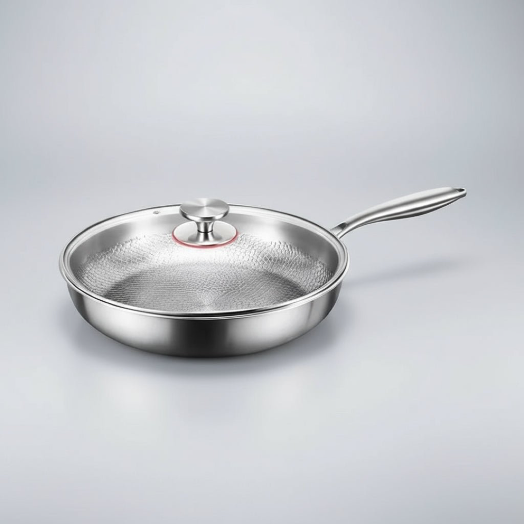 Hammered Design Frying Pan with Lid for Stylish Cooking