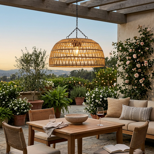 Solar Rattan Pendant Light for Cozy Evenings