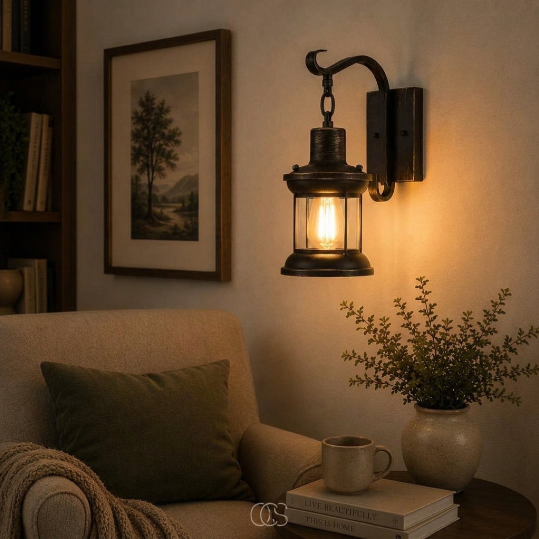 Lampada da parete vintage a gabbia per una luce calda
