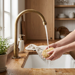 SWANFLOW – Antikmessing-Wasserhahn mit Schwanenhals für einen zeitlosen Spülenstil