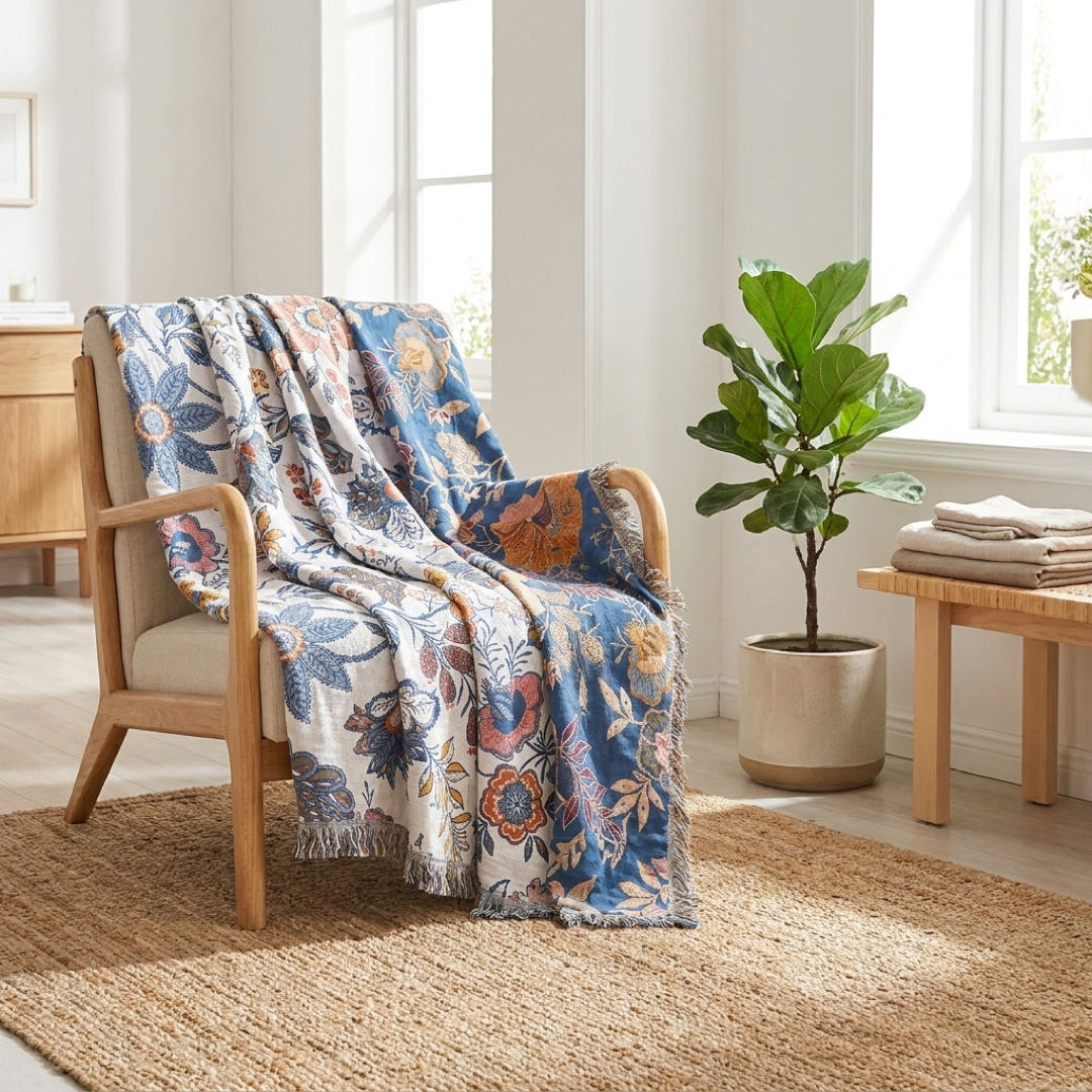 Omkeerbare bloemen katoenen plaid voor comfort het hele jaar door