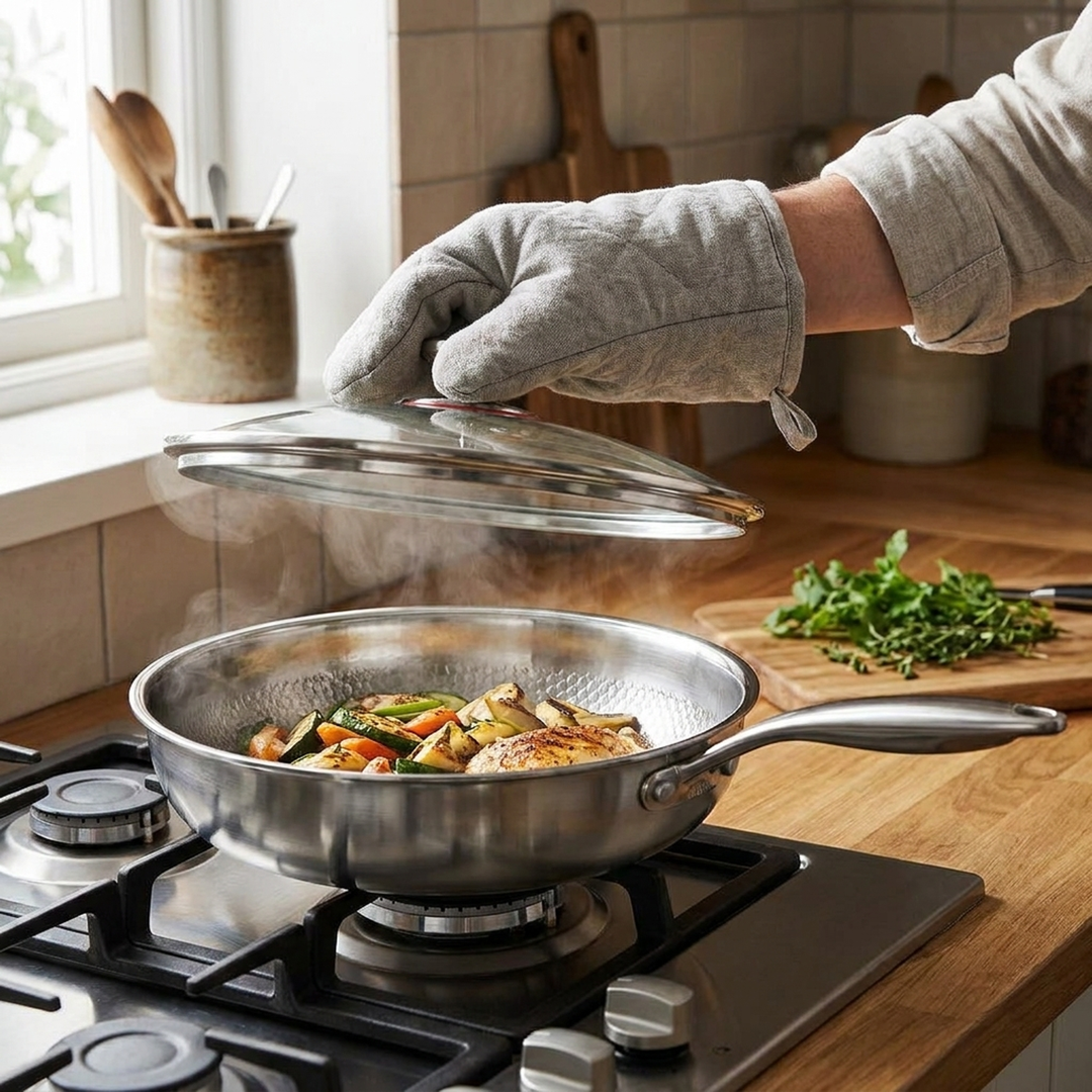 Gesmede titanium koekenpan voor moeiteloos koken  