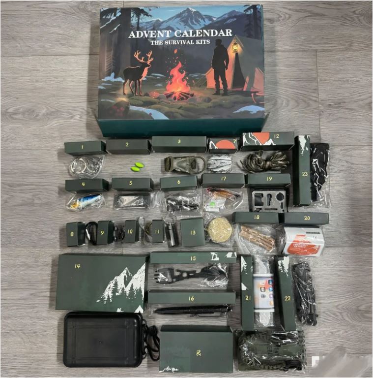 Überlebens-Adventskalender mit 24 Outdoor-Werkzeugen