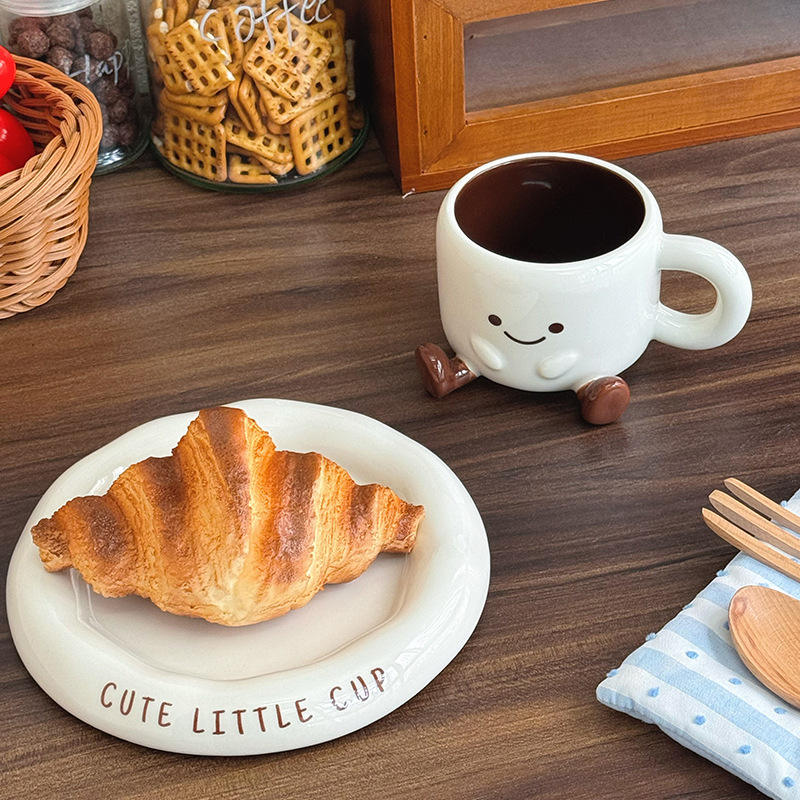 Set de cești ceramice cu desene animate pentru cafea veselă