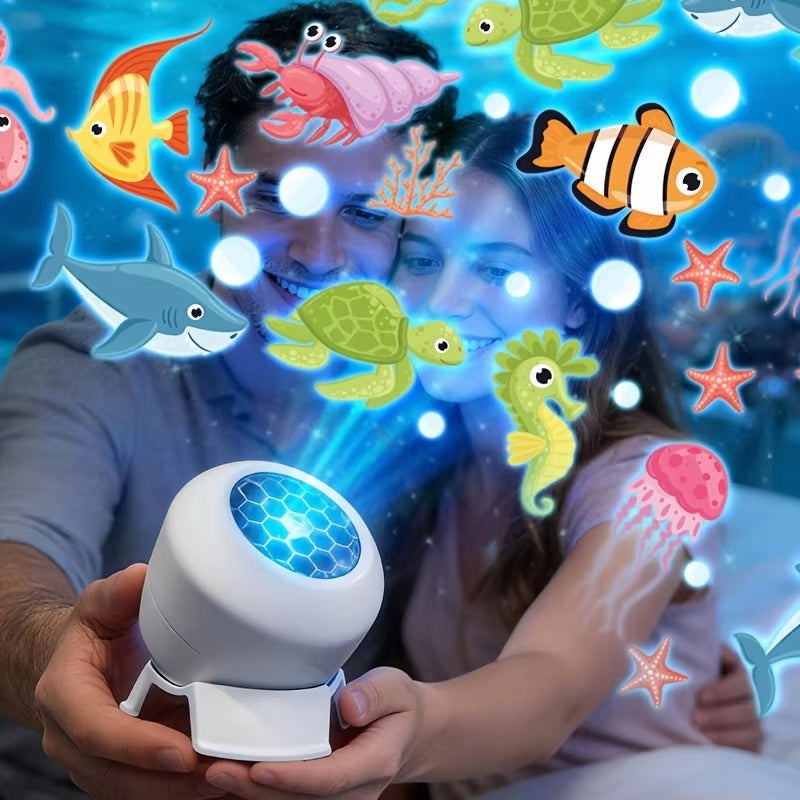 OCEANLUME – Lampada da notte con proiettore oceanico LED rotante a 360°