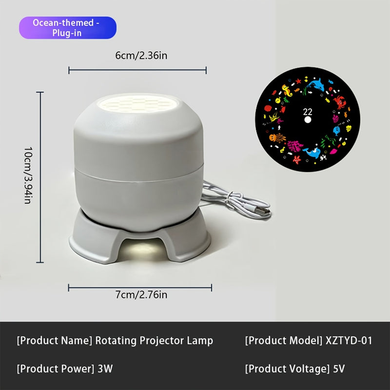 OCEANLUME – Lampada da notte con proiettore oceanico LED rotante a 360°