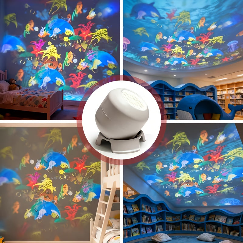 OCEANLUME – Lampada da notte con proiettore oceanico LED rotante a 360°